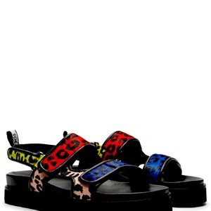 Multi color leopard print sandals size 8.5. Nwb